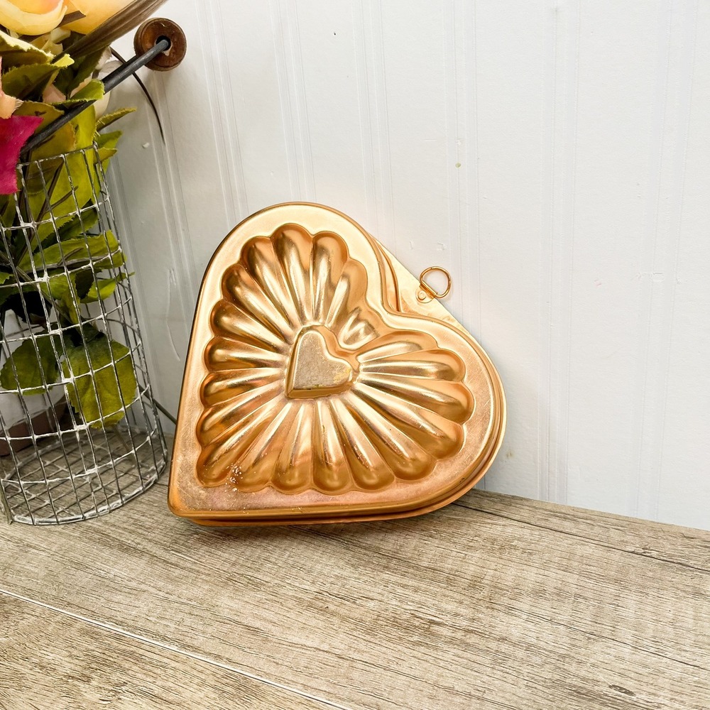 Vintage Copper Heart Mold Wall Decor